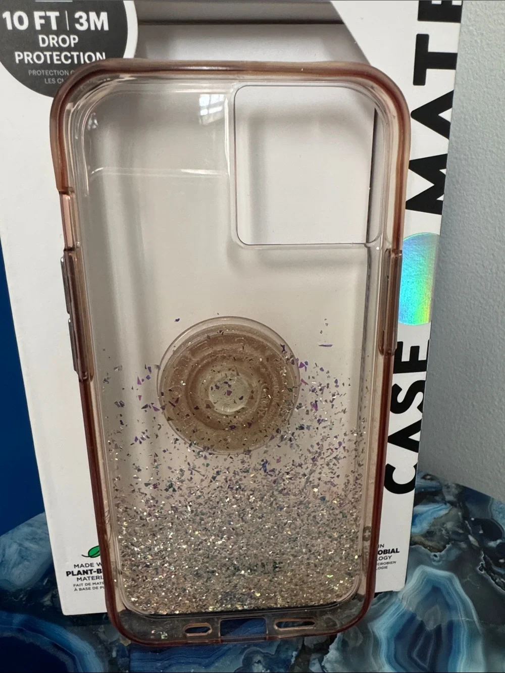 case-mate Clear Glitter iPhone 13 Case with Clear Glitter PopSocket